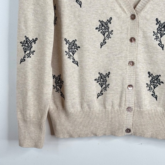 NWT Sundance Meadow Dreams Cardigan XL Embroidered Beige Floral Minimalist Boho - Picture 4 of 11